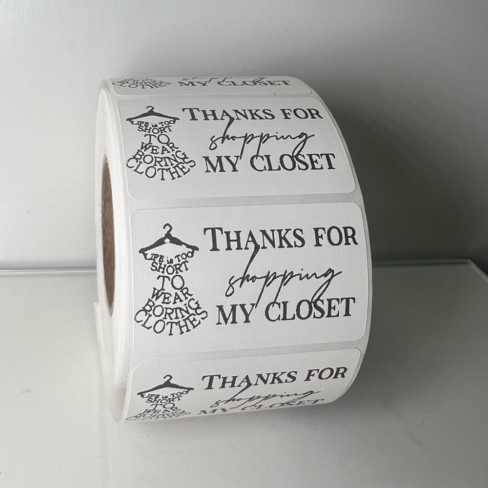 100 Thank You for shopping my closet 2in roll | Packaging Supplies | NWT - Picture 3 of 14